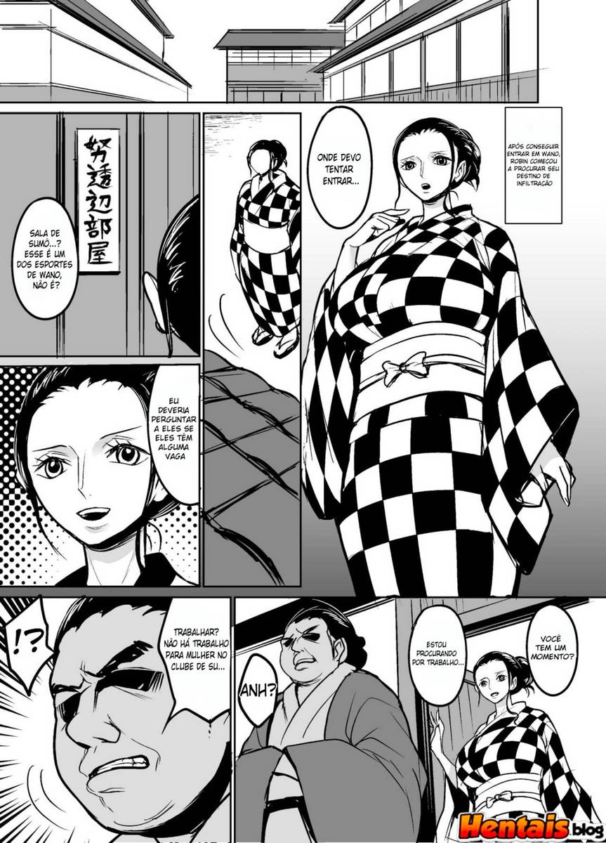 One Piece Hentai - Robin lutando sumô